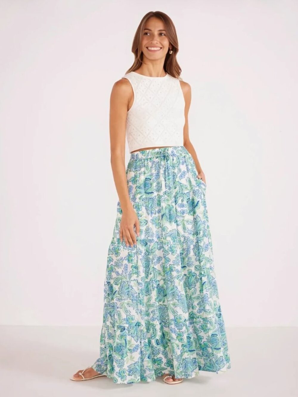 MINKPINK Alessia Tiered Midi Skirt